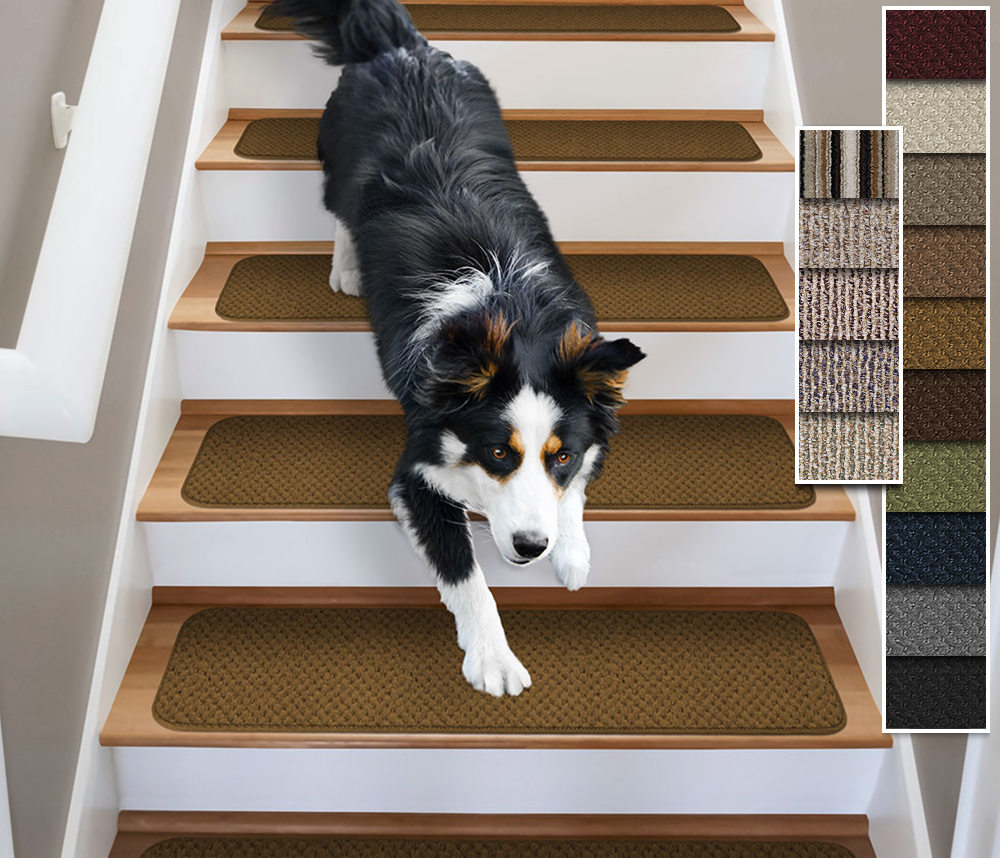Details about / Set of 15 ATTACHABLE Carpet Stair Treads Many Colors /& Sizes
