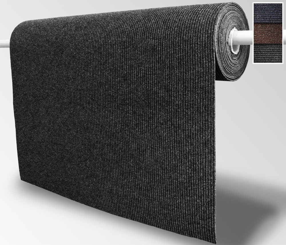 Heavy-Duty Ribbed Indoor Outdoor Carpet Charcoal Black 6 ft. x 10 ft.